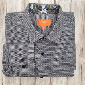 Talia Men's Blue & White Micro Circle Print Shirt.